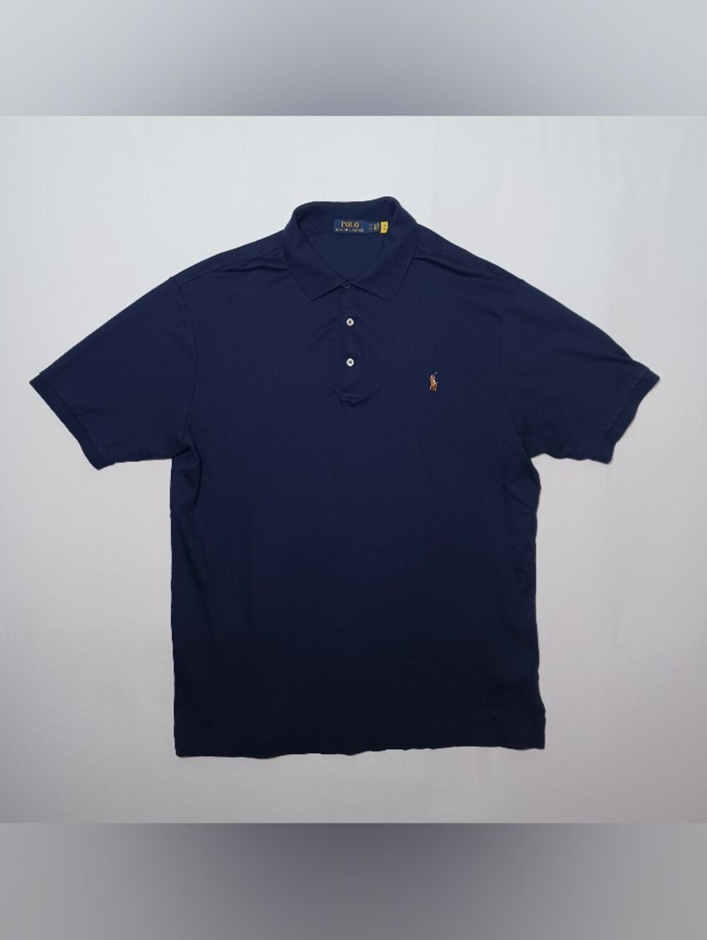 Polo Ralph Lauren Mens Soft Cotton Polo Shirt XLT Navy Blue Flesh Pony